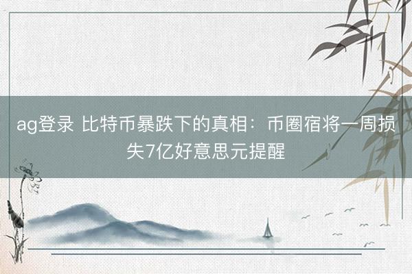 ag登录 比特币暴跌下的真相:币圈宿将一周损失7亿好意思元提醒