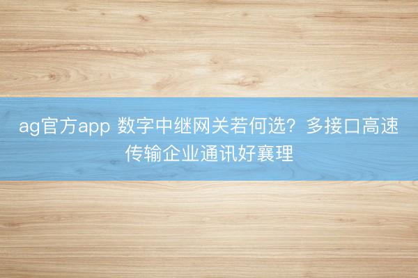 ag官方app 数字中继网关若何选？多接口高速传输企业通讯好襄理