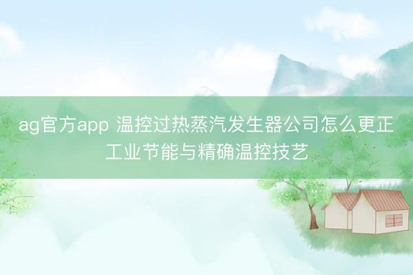 ag官方app 温控过热蒸汽发生器公司怎么更正工业节能与精确温控技艺
