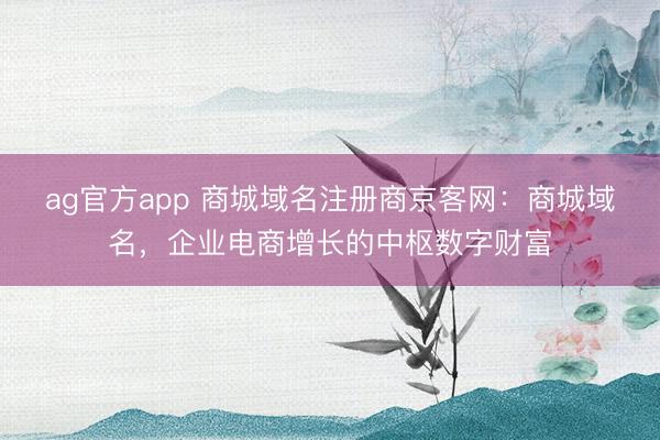 ag官方app 商城域名注册商京客网：商城域名，企业电商增长的中枢数字财富