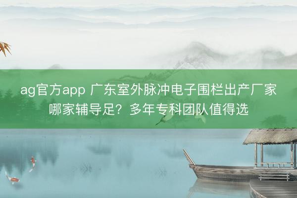 ag官方app 广东室外脉冲电子围栏出产厂家哪家辅导足？多年专科团队值得选