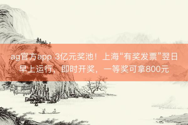 ag官方app 3亿元奖池！上海“有奖发票”翌日早上运行，即时开奖，一等奖可拿800元