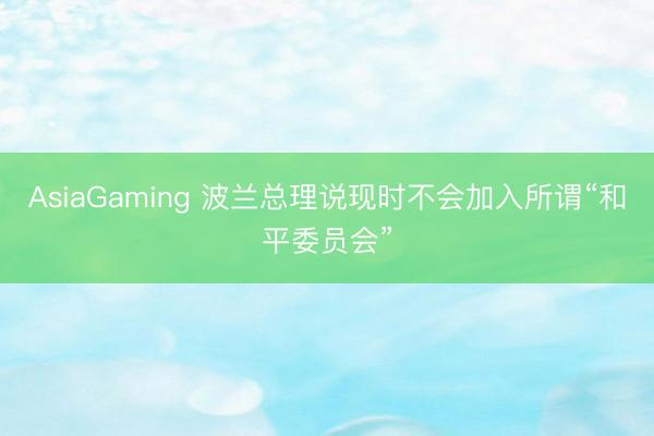 AsiaGaming 波兰总理说现时不会加入所谓“和平委员会”
