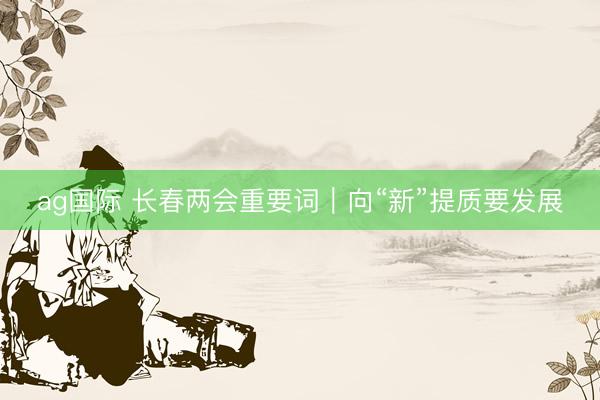 ag国际 长春两会重要词｜向“新”提质要发展