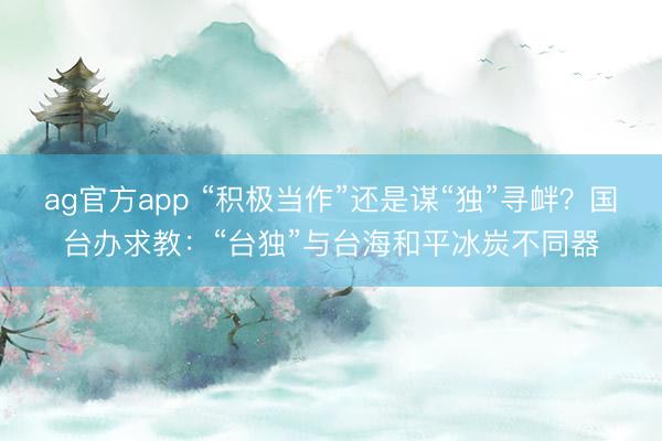 ag官方app “积极当作”还是谋“独”寻衅？国台办求教：“台独”与台海和平冰炭不同器