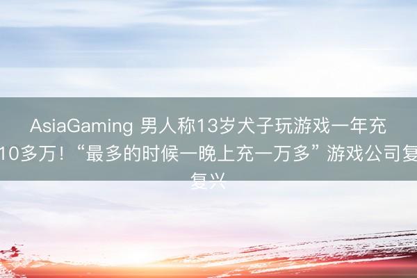 AsiaGaming 男人称13岁犬子玩游戏一年充值10多万！“最多的时候一晚上充一万多” 游戏公司复兴