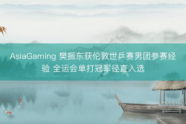 AsiaGaming 樊振东获伦敦世乒赛男团参赛经验 全运会单打冠军径直入选