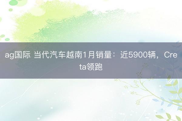 ag国际 当代汽车越南1月销量：近5900辆，Creta领跑