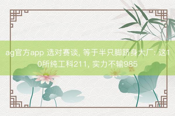 ag官方app 选对赛谈, 等于半只脚跻身大厂: 这10所纯工科211, 实力不输985