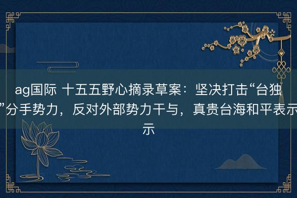 ag国际 十五五野心摘录草案：坚决打击“台独”分手势力，反对外部势力干与，真贵台海和平表示