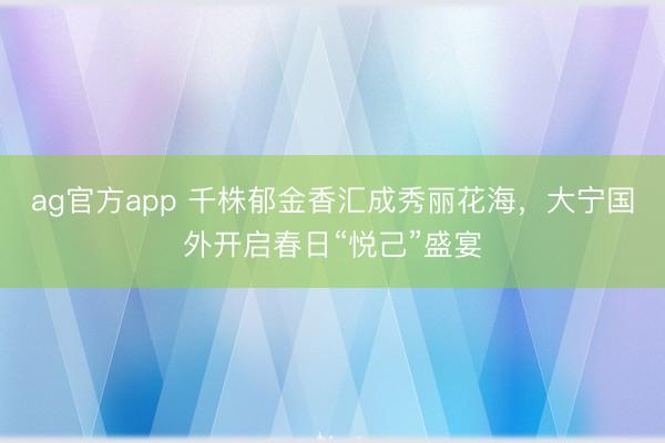 ag官方app 千株郁金香汇成秀丽花海，大宁国外开启春日“悦己”盛宴