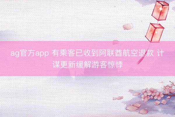 ag官方app 有乘客已收到阿联酋航空退款 计谋更新缓解游客惊悸