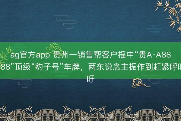 ag官方app 贵州一销售帮客户摇中“贵A·A88888”顶级“豹子号”车牌，两东说念主振作到赶紧呼吁