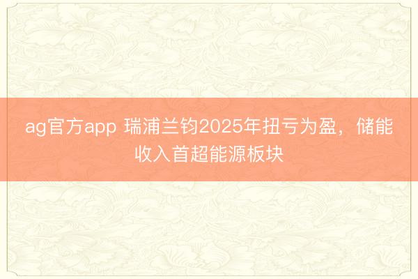 ag官方app 瑞浦兰钧2025年扭亏为盈，储能收入首超能源板块