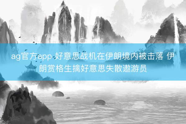 ag官方app 好意思战机在伊朗境内被击落 伊朗赏格生擒好意思失散遨游员