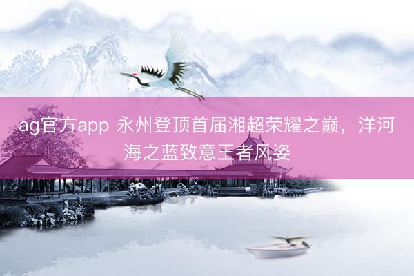 ag官方app 永州登顶首届湘超荣耀之巅,洋河海之蓝致意王者风姿