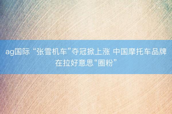 ag国际 “张雪机车”夺冠掀上涨 中国摩托车品牌在拉好意思“圈粉”