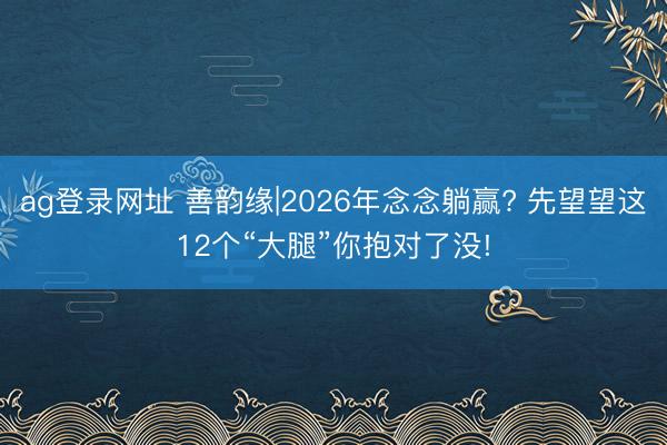 ag登录网址 善韵缘|2026年念念躺赢? 先望望这12个“大腿”你抱对了没!