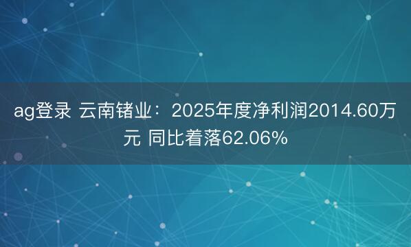 ag登录 云南锗业：2025年度净利润2014.60万元 同比着落62.06%