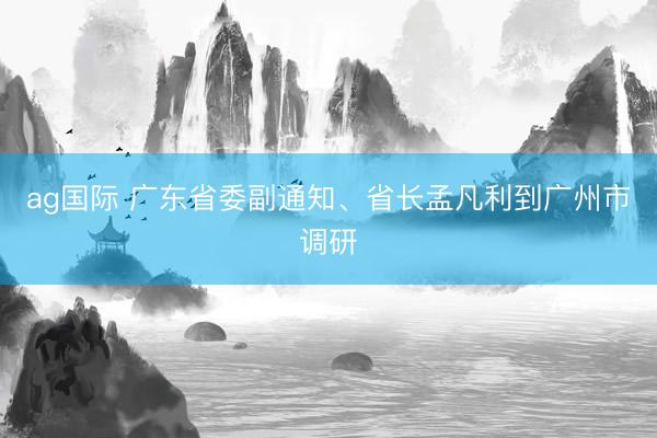 ag国际 广东省委副通知、省长孟凡利到广州市调研