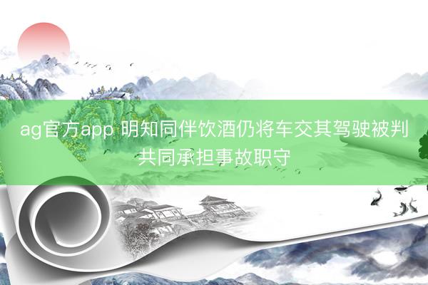 ag官方app 明知同伴饮酒仍将车交其驾驶被判共同承担事故职守