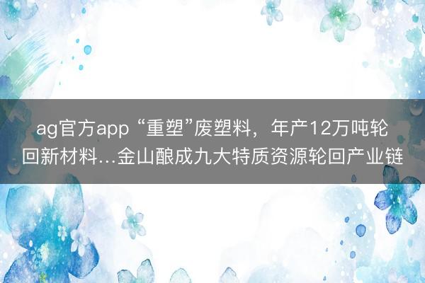 ag官方app “重塑”废塑料，年产12万吨轮回新材料…金山酿成九大特质资源轮回产业链