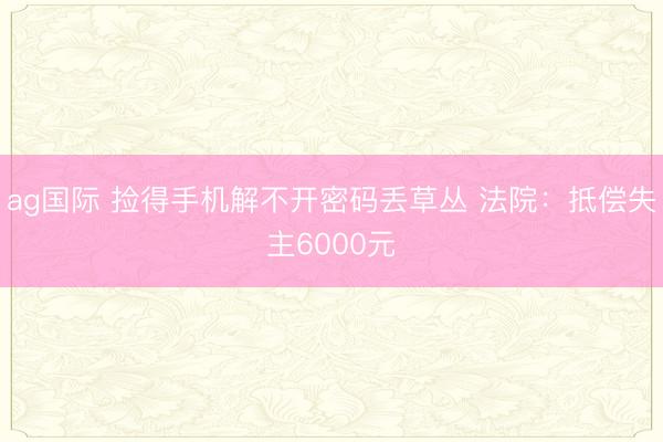 ag国际 捡得手机解不开密码丢草丛 法院：抵偿失主6000元