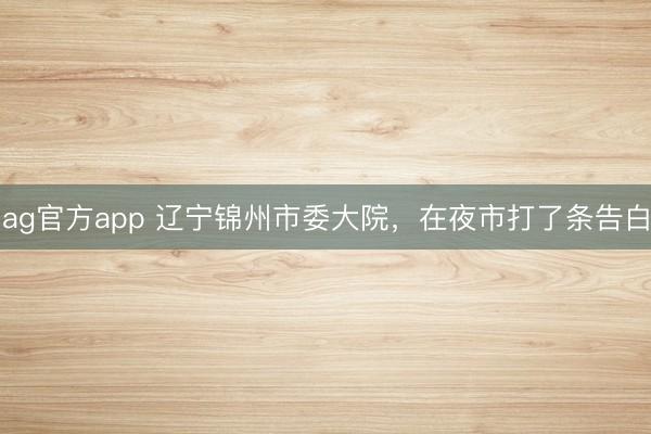 ag官方app 辽宁锦州市委大院，在夜市打了条告白