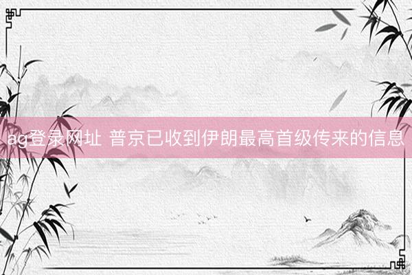 ag登录网址 普京已收到伊朗最高首级传来的信息