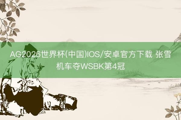 AG2026世界杯(中国)IOS/安卓官方下载 张雪机车夺WSBK第4冠
