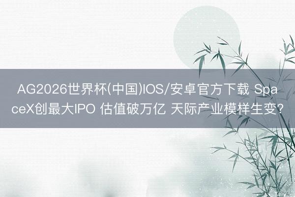 AG2026世界杯(中国)IOS/安卓官方下载 SpaceX创最大IPO 估值破万亿 天际产业模样生变?