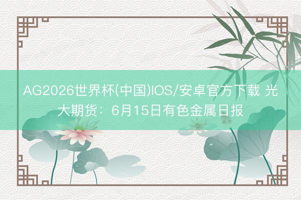 AG2026世界杯(中国)IOS/安卓官方下载 光大期货:6月15日有色金属日报